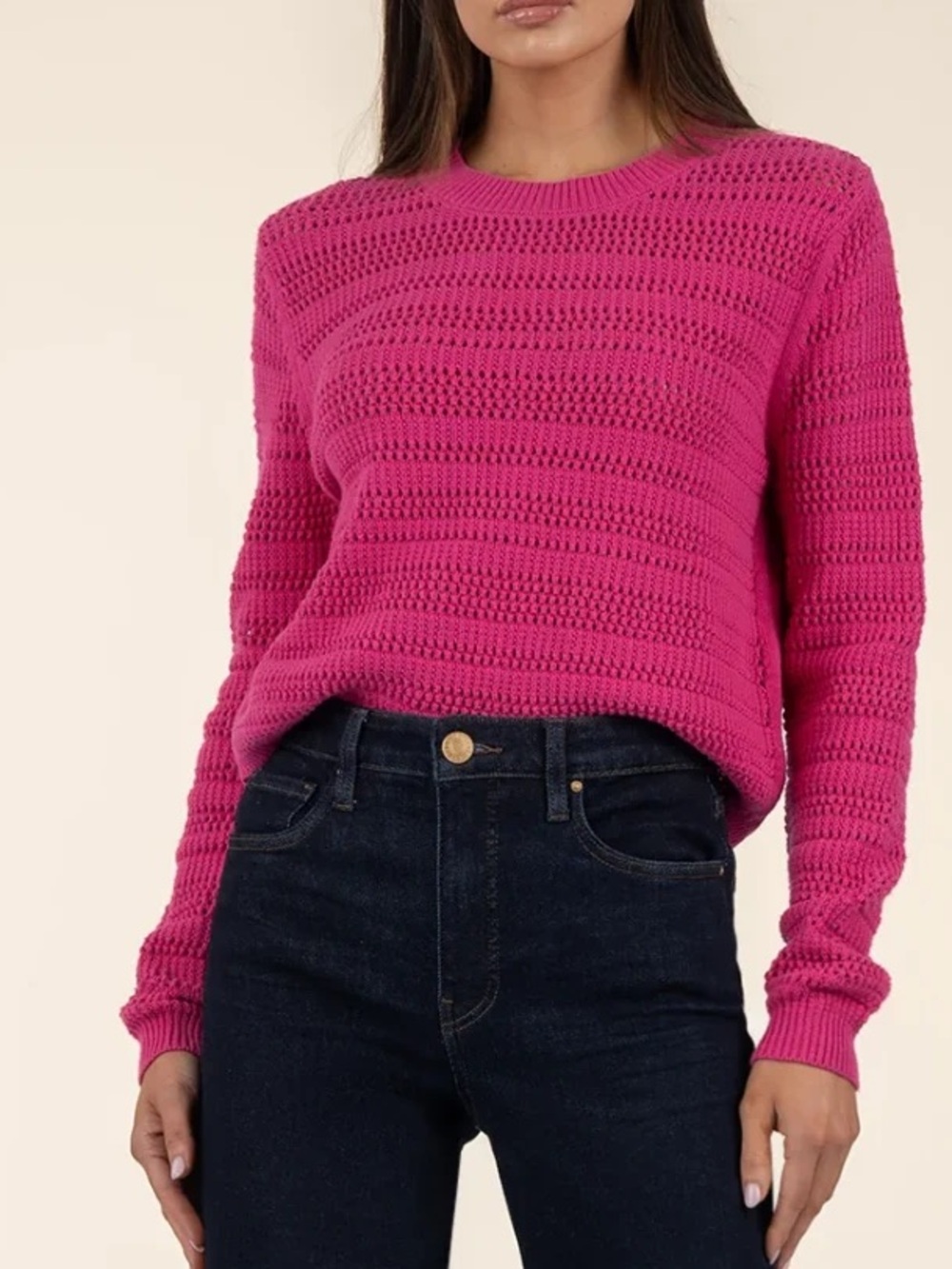 🌷NEW Kut From The Kloth Women’s Fuchsia Open Knit Sweater - Size XL